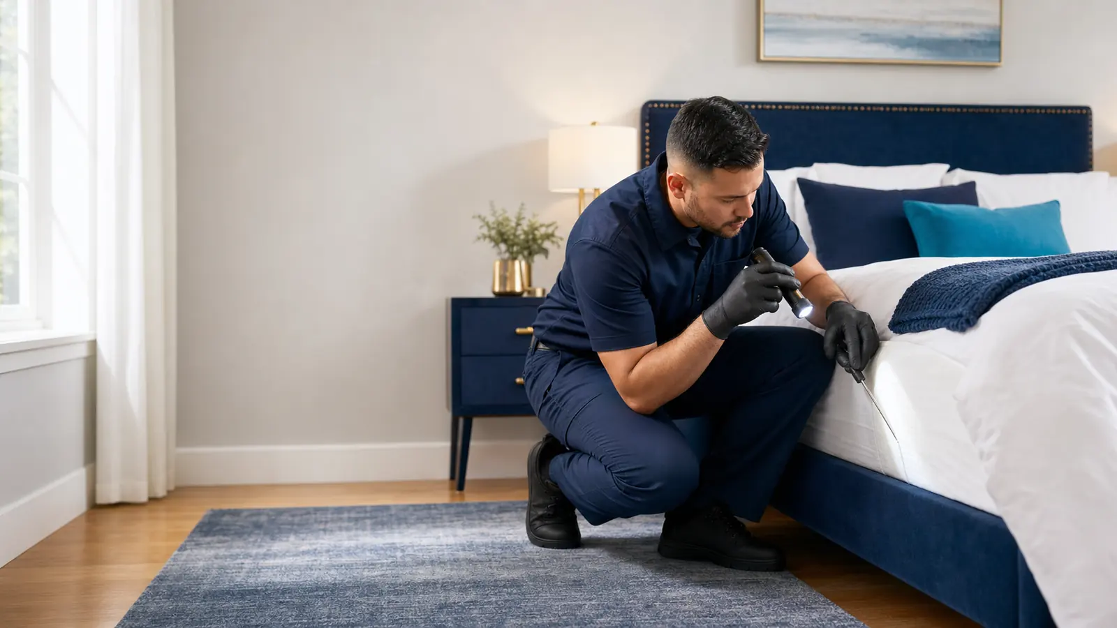 Paladin bed bug inspection of an Upstate bedroom mattress and box spring