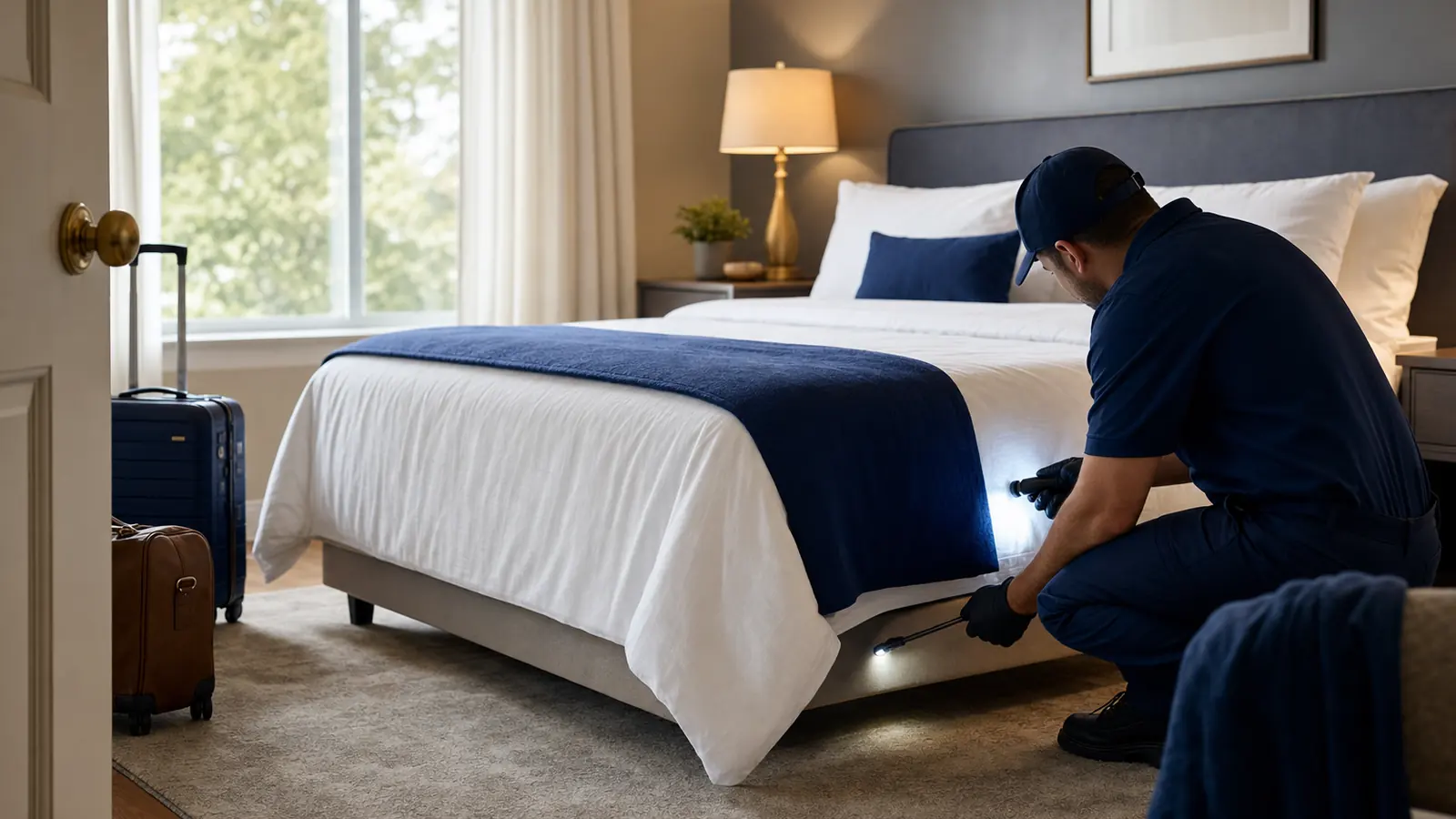 Paladin Pest Solutions technician performing bed bug treatment at a home in Simpsonville, South Carolina, image 1
