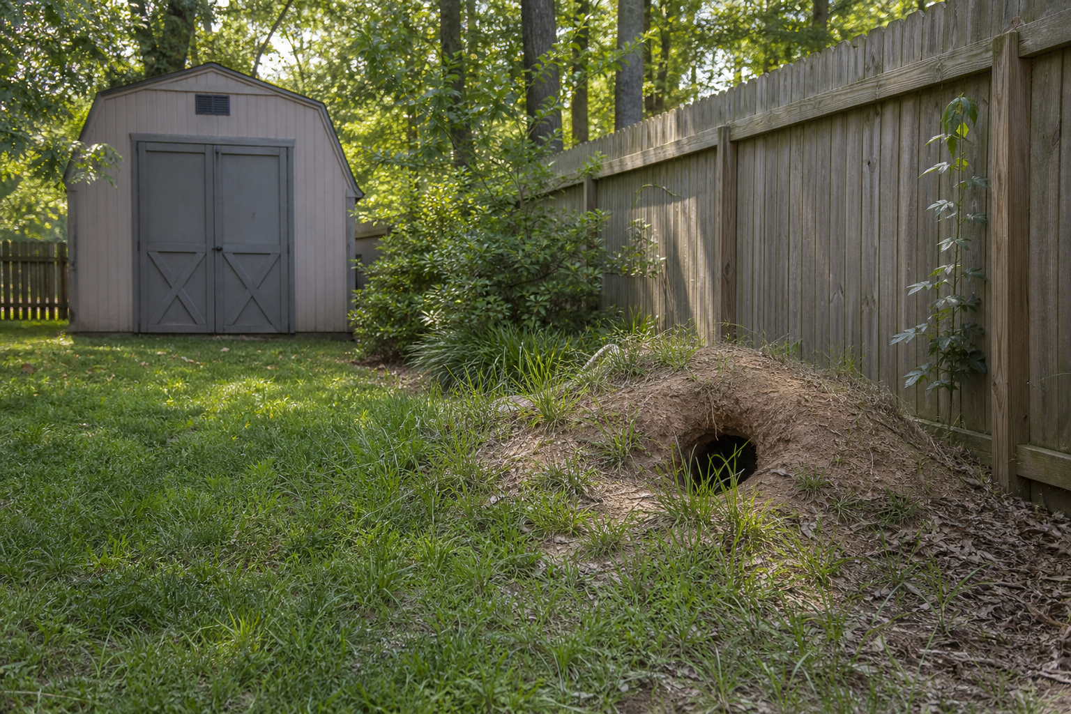 Groundhog Removal in Boiling Springs, SC: Scoping Burrow and Property Access